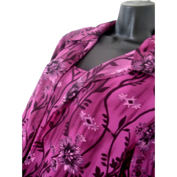 NOTATIONS PURPLE/BLACK FLORAL  BUTTON BLOUSE PLUS SIZE WITH ATTACHED CAMI 1X - Picture 8 of 11